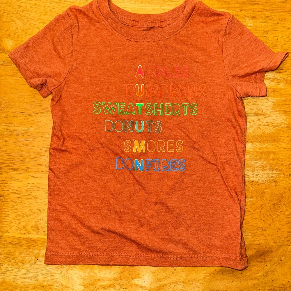 Cat & Jack Orange Short Sleeve Tee Casual Crew Neck